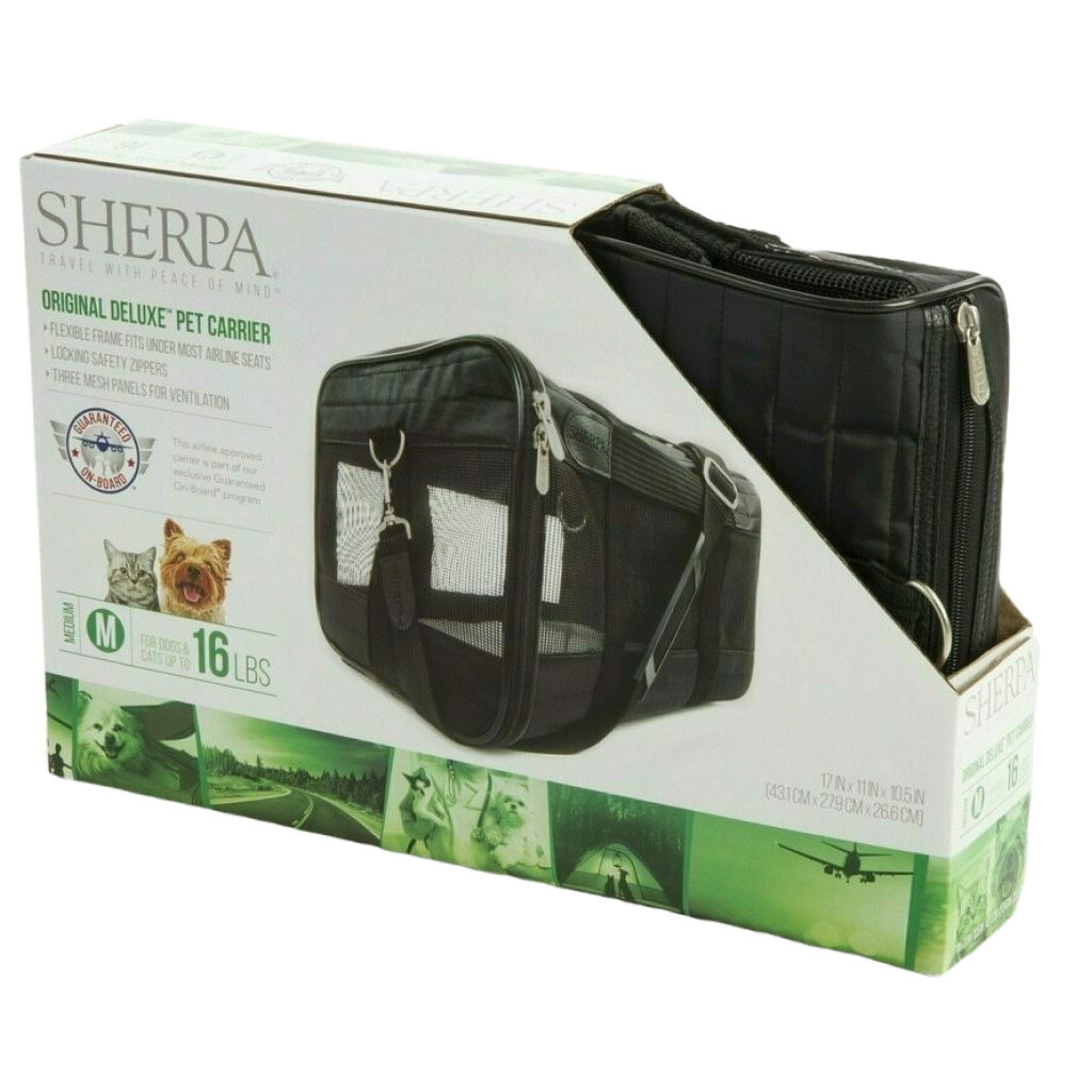 Sherpa Travel Original Deluxe Airline Approved Pet Carrier Black Lattice Medium