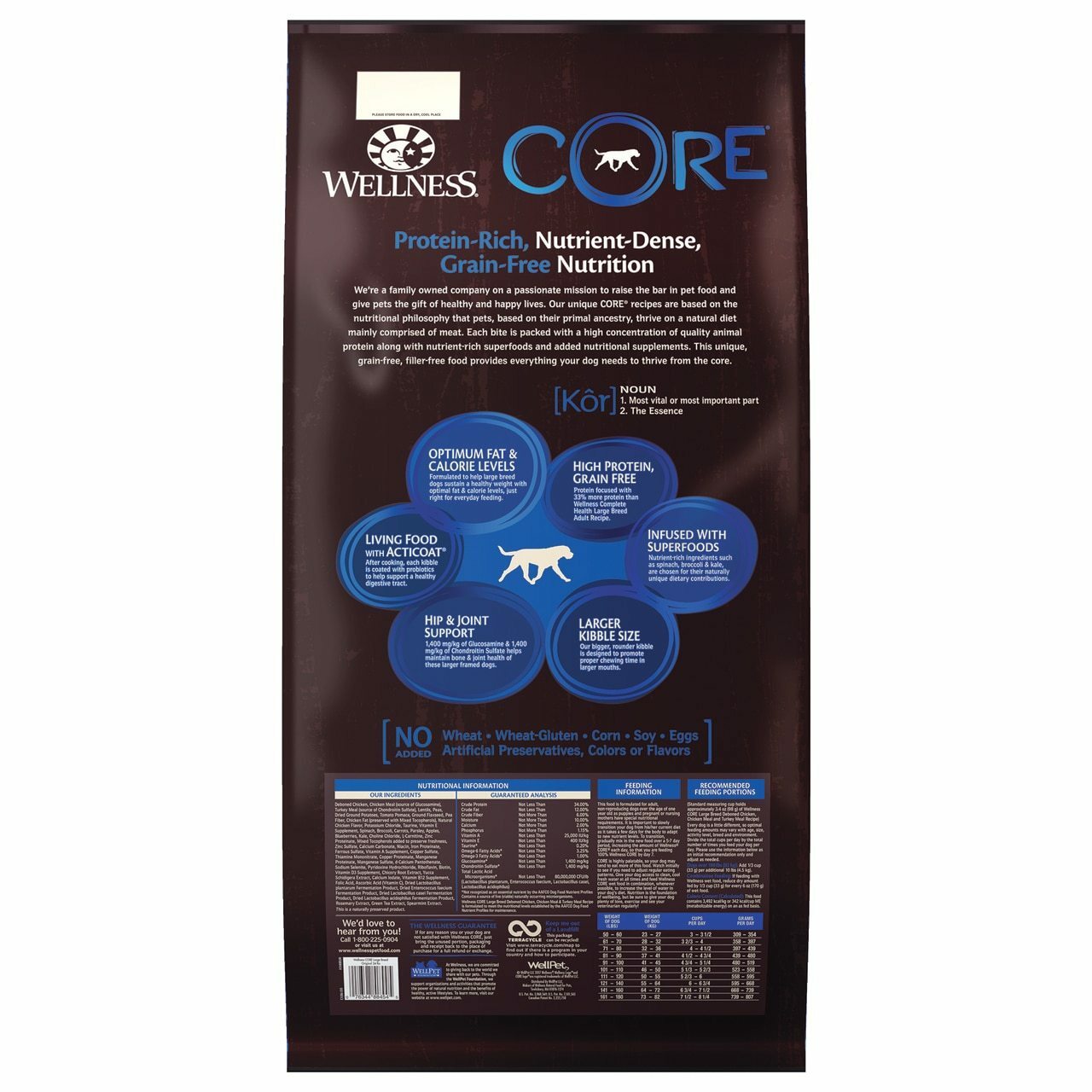 Wellness Core Natural Grain Free Dry Dog Food, Large Breed, 24-lb Bag image number null