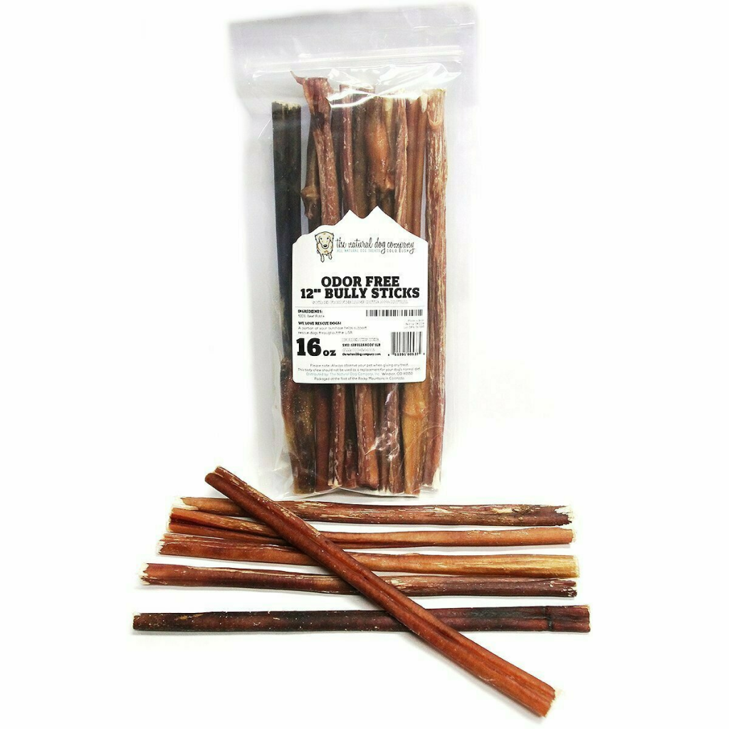 Tuesday's Natural Dog Co. 12" Odor Free Bully Sticks Dog Treat, 1-lb image number null