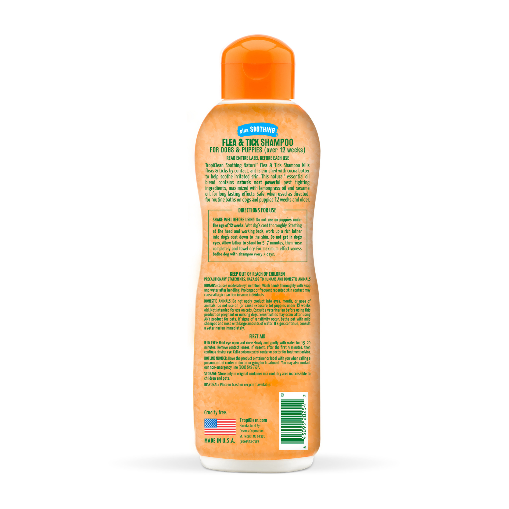 TropiClean Natural Flea & Tick Soothing Shampoo for Dogs, 20-oz image number null
