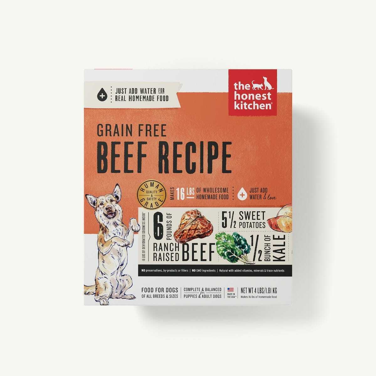 The Honest Kitchen Beef Recipe Grain-Free Dehydrated Dog Food, 4-lb image number null