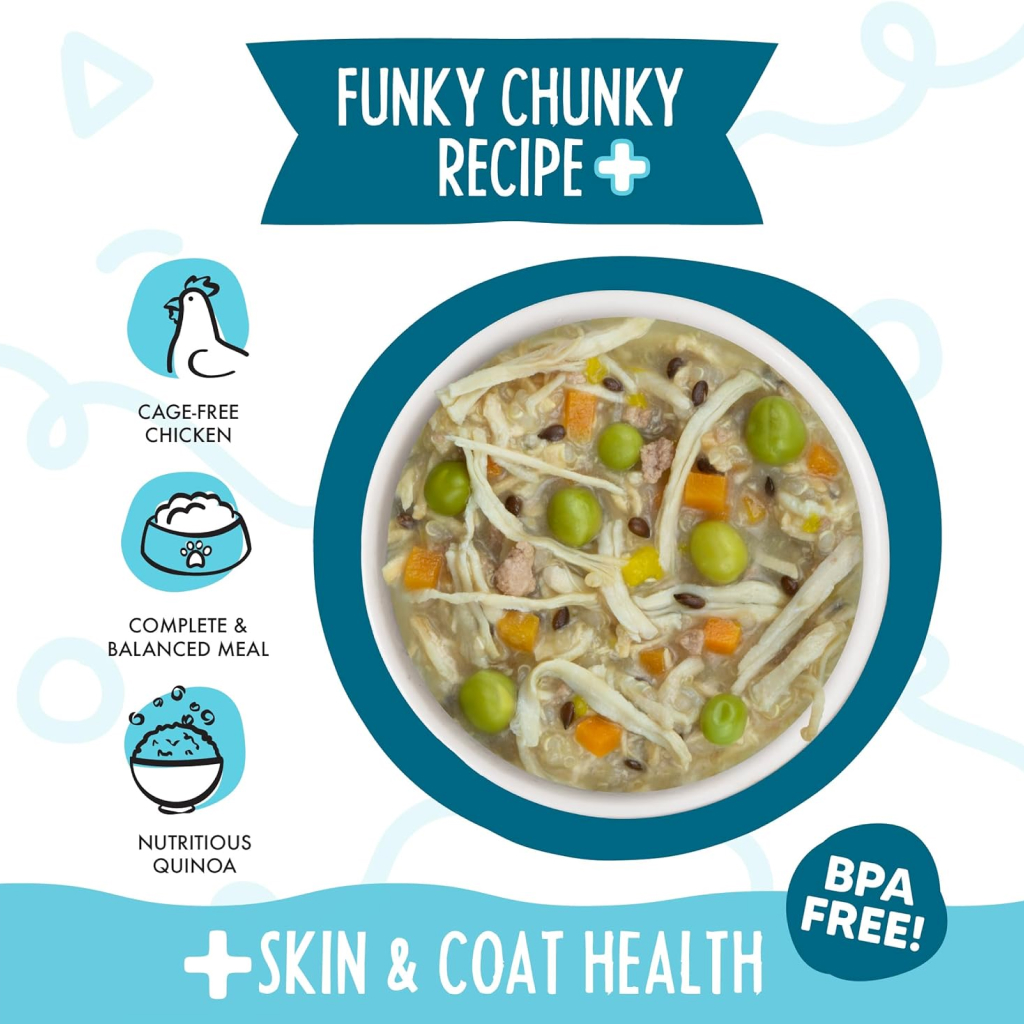 Weruva Meals 'n More Funky Chunky Recipe Plus Skin & Coat Health Wet Dog Food Cup, 3.5-oz image number null