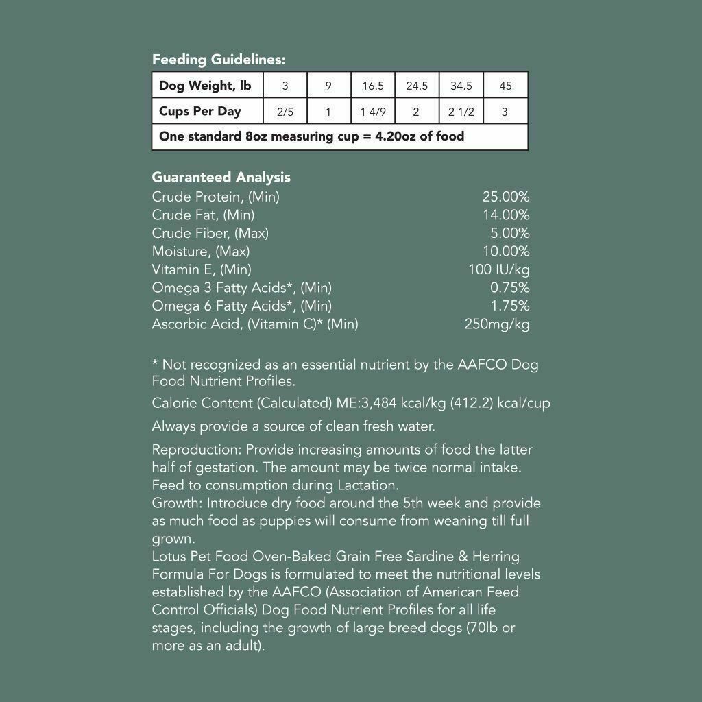 Lotus Small Bites Grain-Free Sardine And Pollock Dry Dog Food, 10-lb image number null