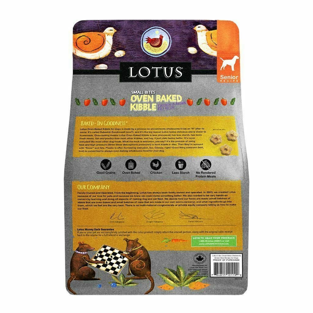 Lotus Small Bites Good Grains Chicken Senior Special Needs Recipe Dry Dog Food, 5-lb image number null