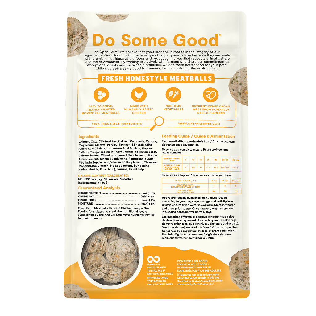 Open Farm Harvest Chicken Meatballs Recipe, 14-oz image number null