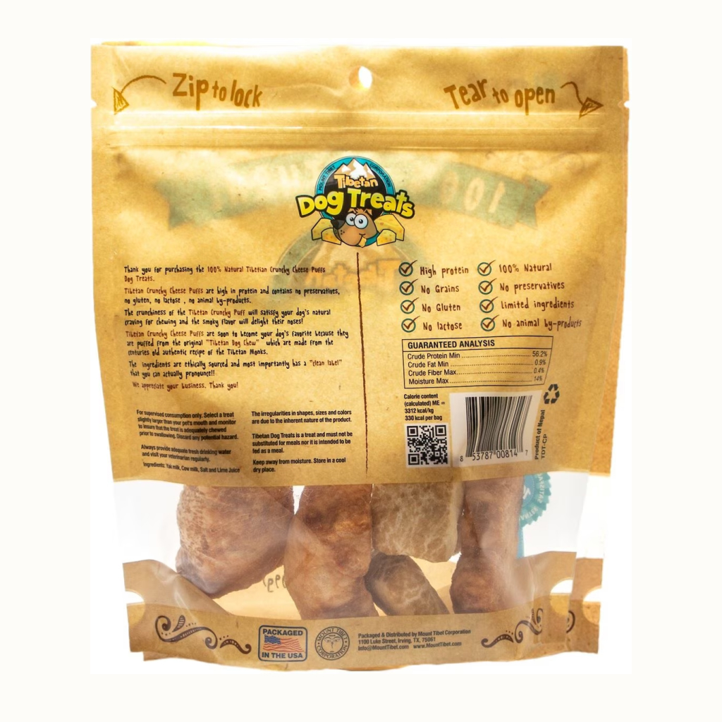 Tibetan Dog Chew Crunchy Cheese Puffs Grain-Free Dog Treats, 3.5-oz image number null