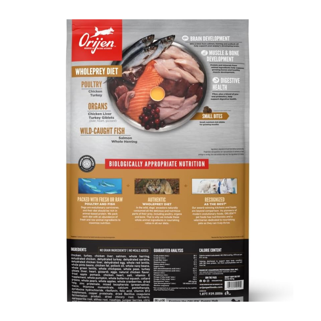 Orijen Puppy Dog Food Free-Run Chicken & Turkey, Wild-Caught Fish, Cage-Free Eggs, 23.5-lb image number null