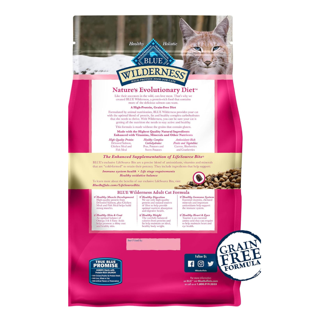 Blue Buffalo Wilderness Natural High Protein Grain-Free Salmon Adult Dry Cat Food, 11-lb image number null