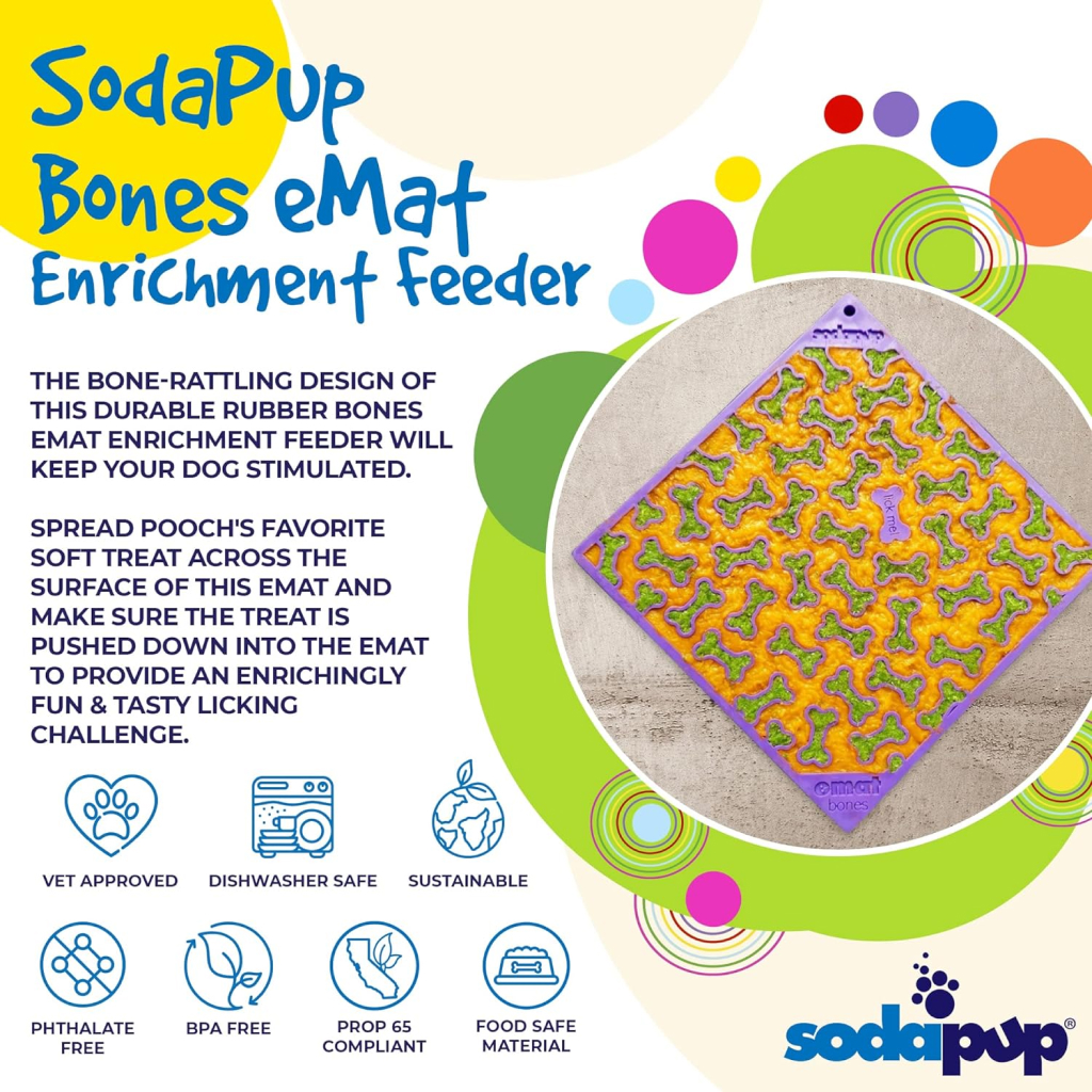 Sodapup Large Bones Design Enrichment Lick Mat, Purple image number null