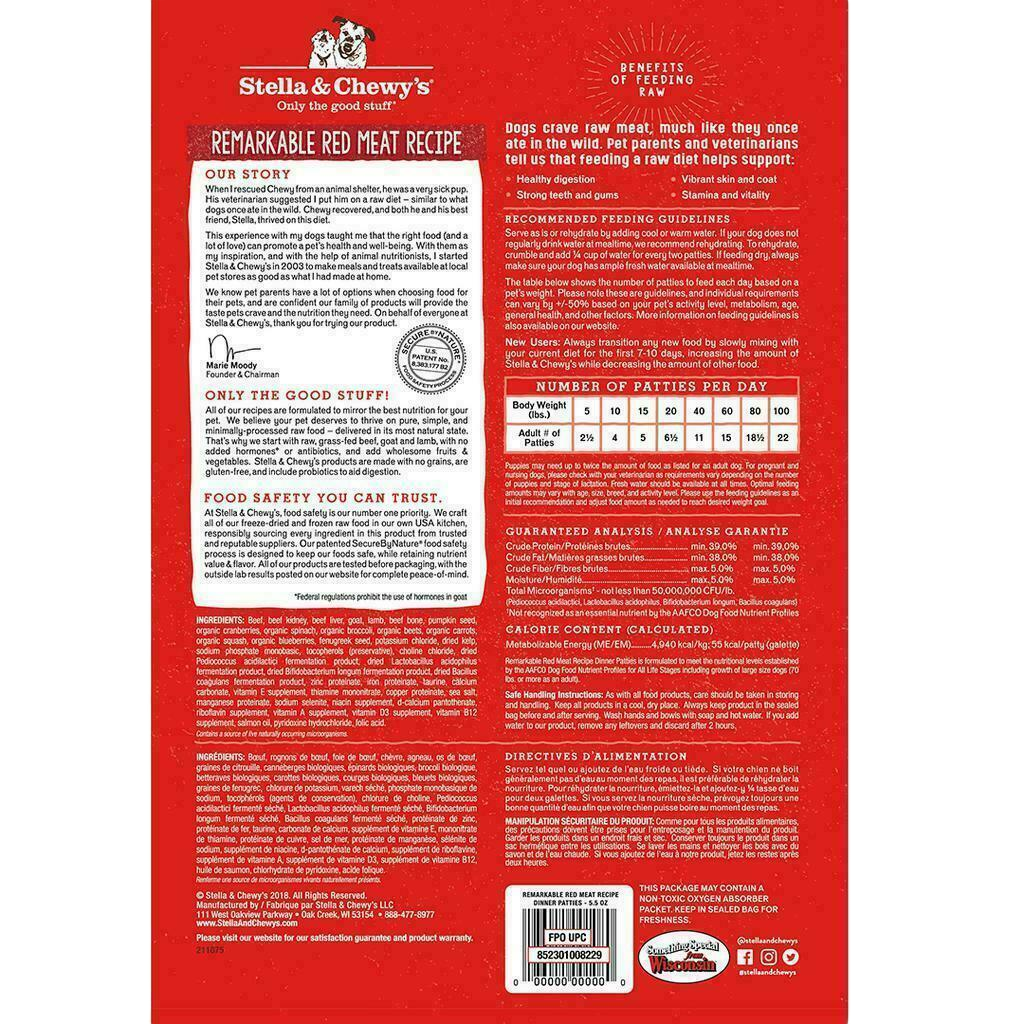 Stella & Chewy's Dog Freeze-Dried Raw, Red Meat Dinner Patties image number null