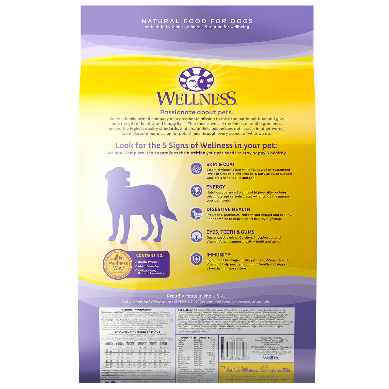 Wellness Complete Health Natural Dry Healthy Weight Dog Food, Chicken & Peas, 13-lb Bag image number null