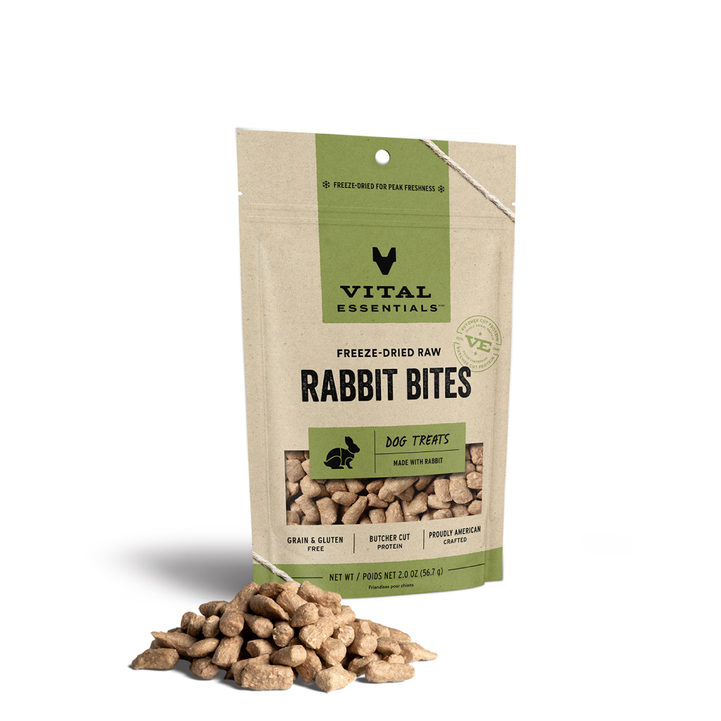 Vital Essentials Freeze-Dried Rabbit Bites Dog Treat, 2-oz image number null