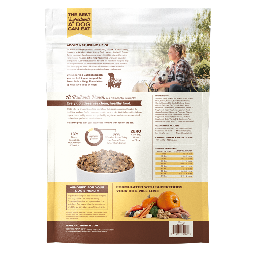 Badlands Ranch Air- Dried Grain- Free Superfood Complete Wild Fish and Turkey Formula, 64-oz image number null