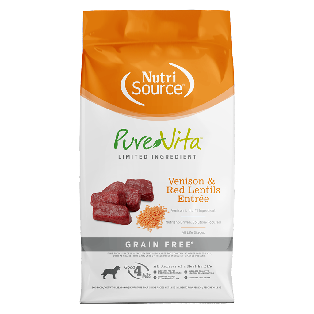 PureVita Grain Free Venison and Red Lentils Entrée Dog Dry Food, 4-lb image number null