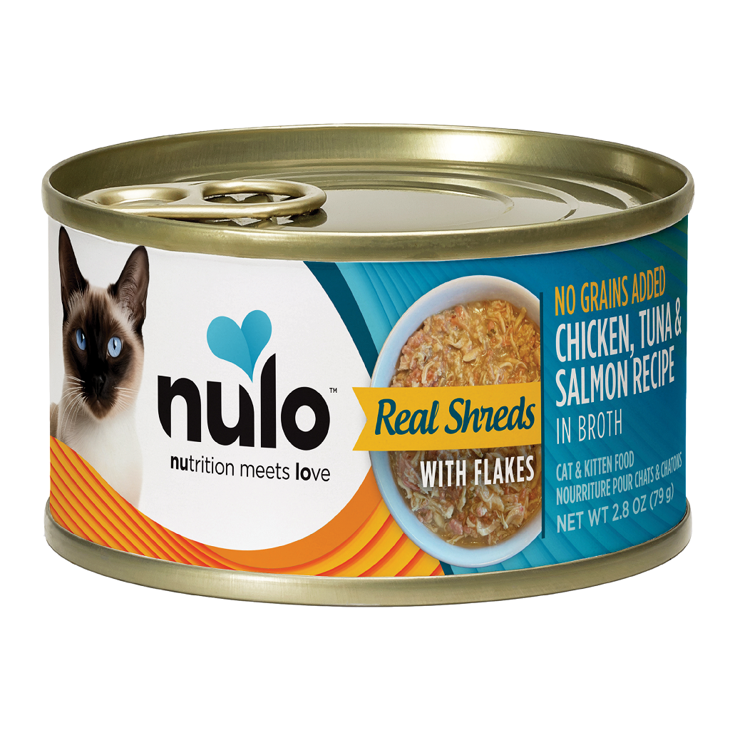 Nulo Real Shreds Cat Chicken, Tuna & Salmon Cans with Flakes, 2.8-oz image number null