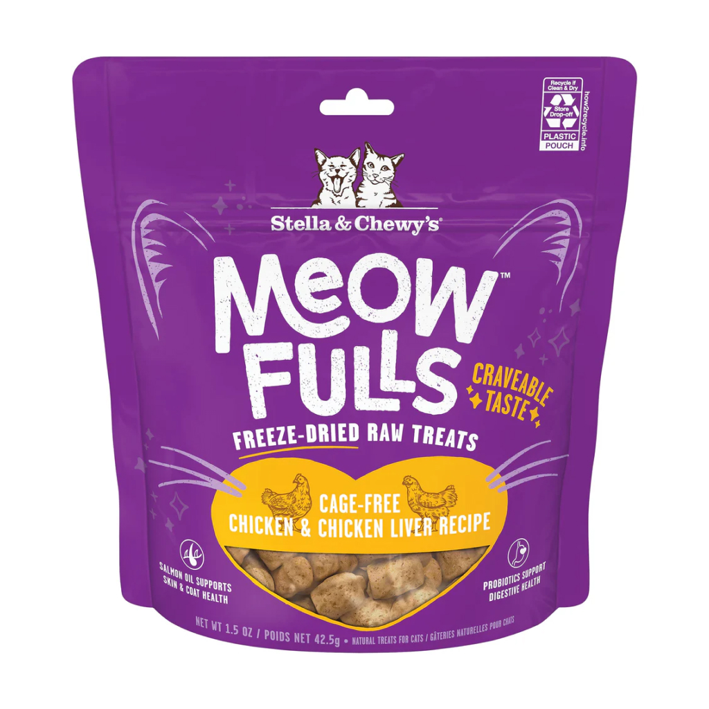 Stella & Chewy's Meowfulls Chicken & Chicken Liver Cat Treats, 1.5-oz image number null