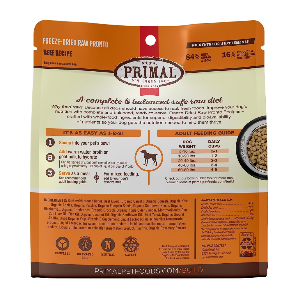 Primal Canine Freeze-Dried Raw Pronto Beef Recipe, 25-oz image number null