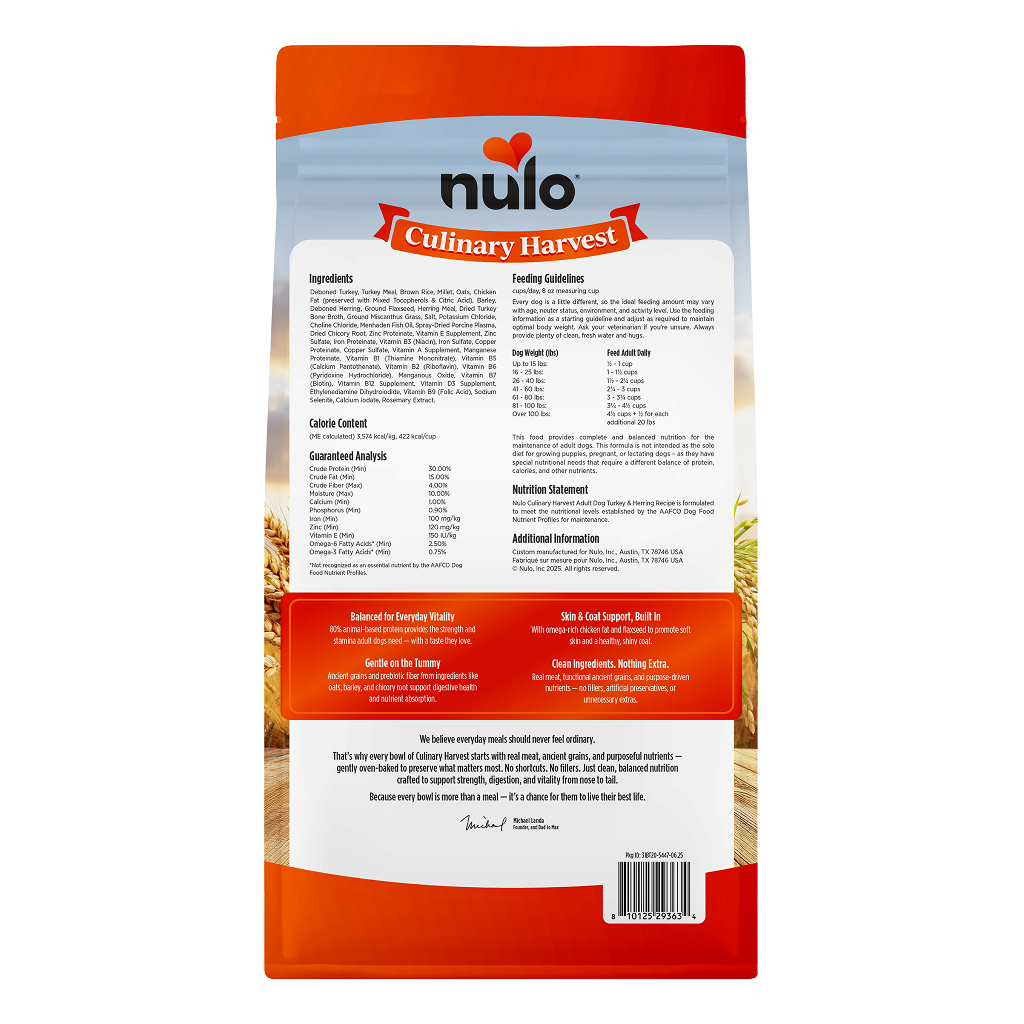 Nulo Dog Culinary Harvest Turkey & Herring Dry food, 20-lb image number null