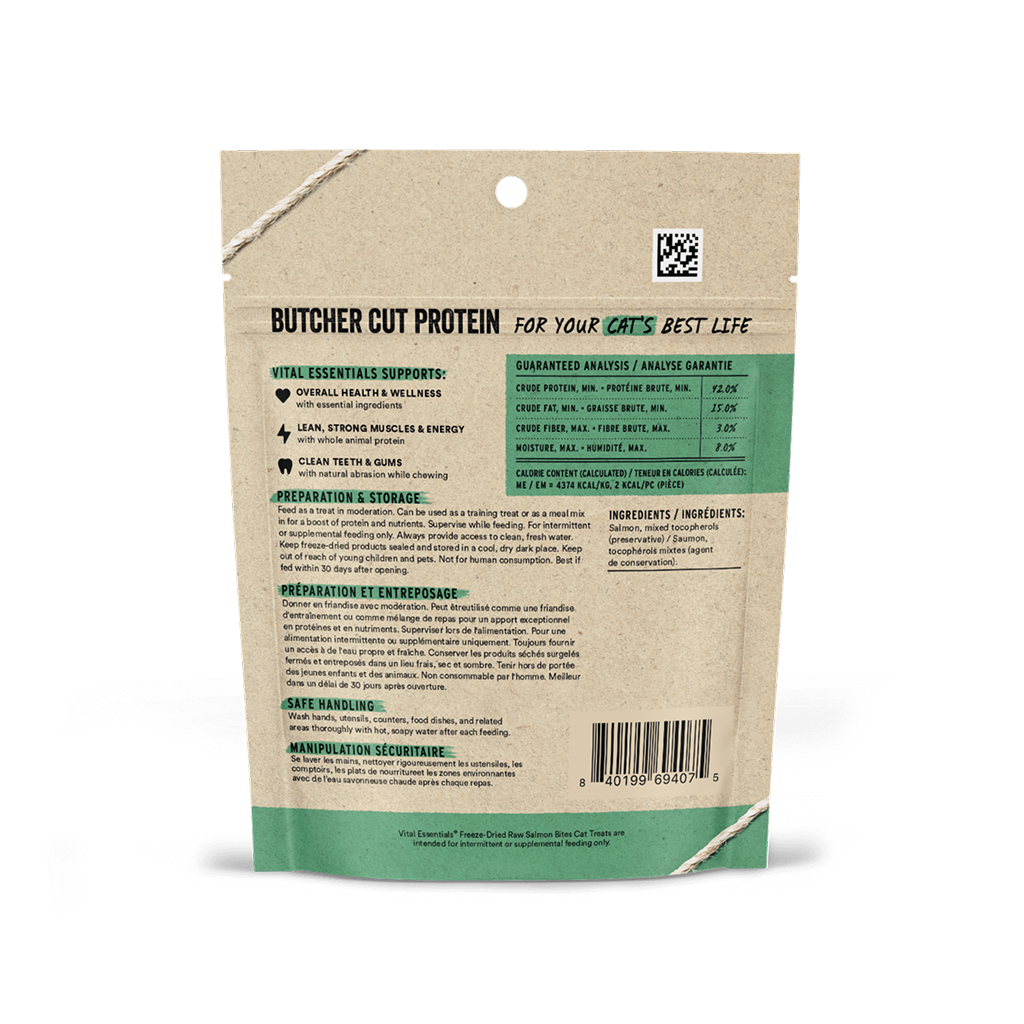 Vital Essentials Freeze-Dried Salmon Bites Cat Treat, 1.1-oz image number null