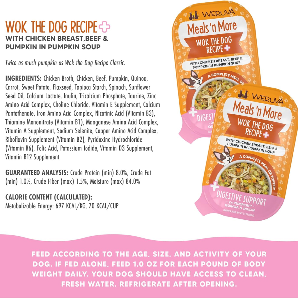 Weruva Meals 'n More Wok The Dog Recipe Plus Digestive Support Wet Dog Food Cup, 3.5-oz image number null