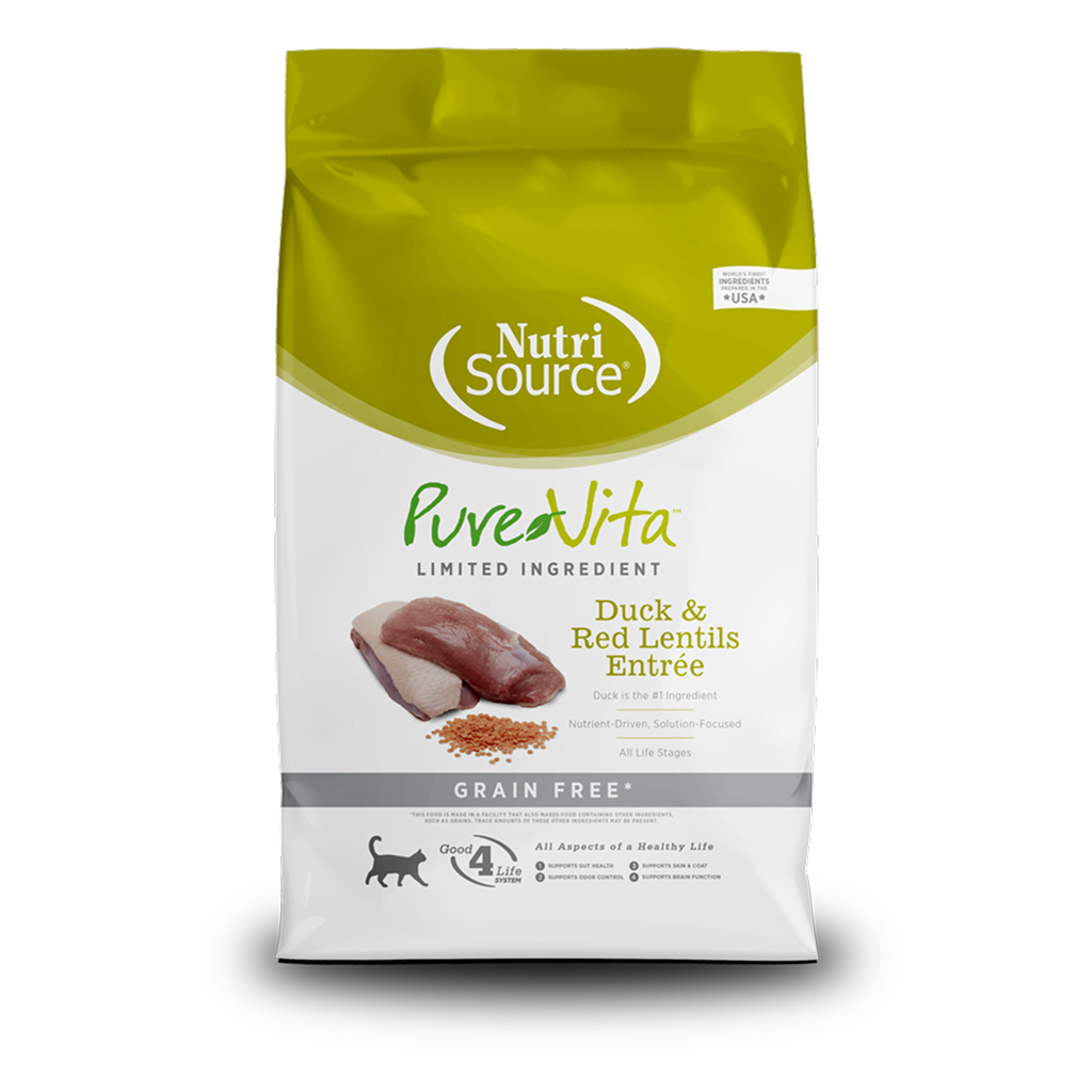PureVita Grain Free Duck & Red Lentils Entr&eacute;e Cat Dry Food, 4-lb image number null