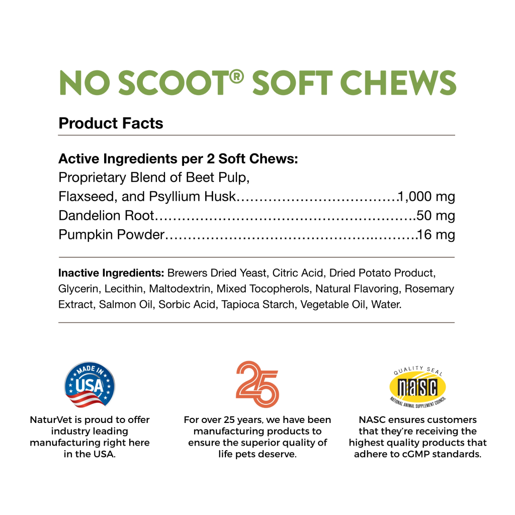 Naturvet No Scoot Plus Pumpkin For Dogs, 120 Count Soft Chews, Made In The USA image number null