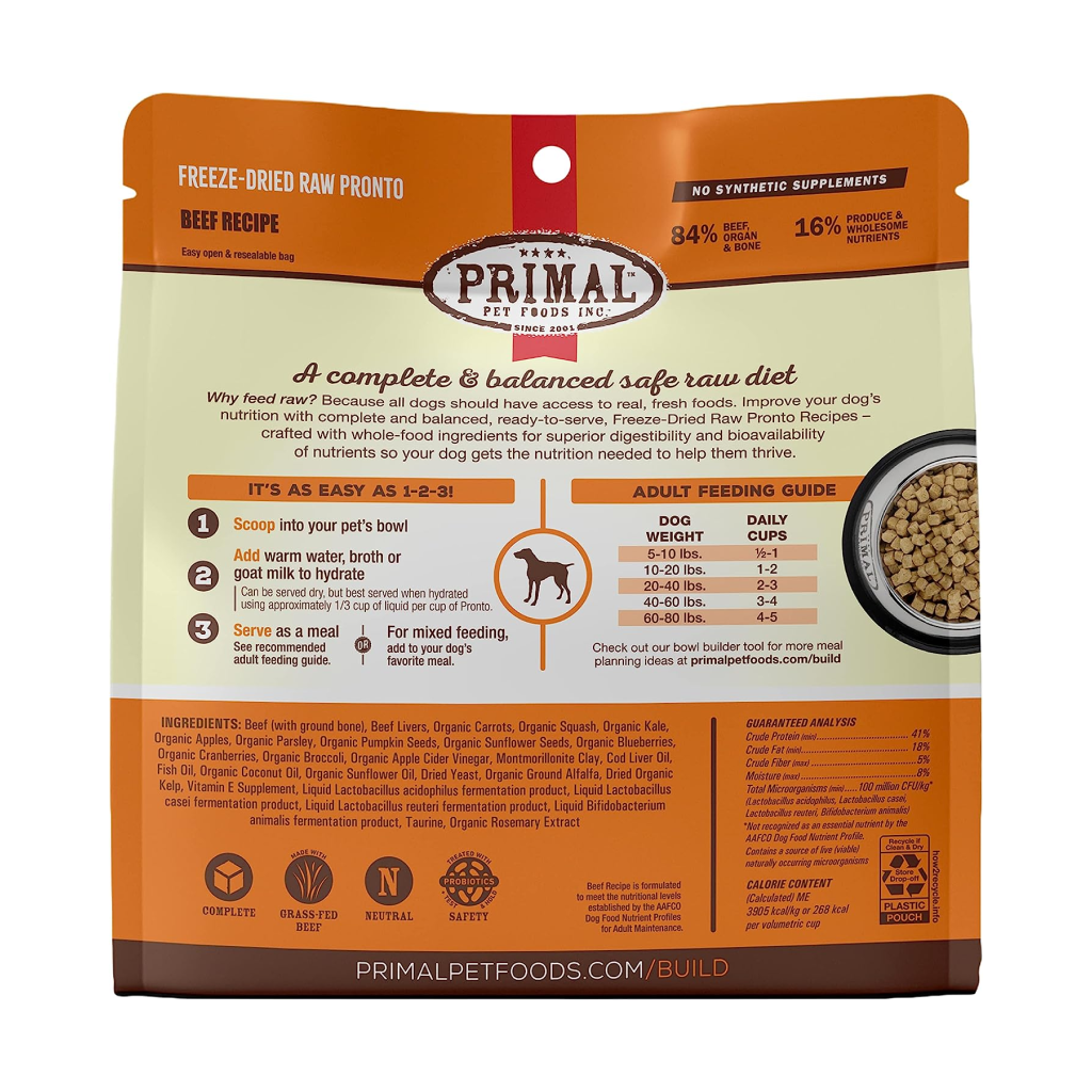 Primal Canine Freeze-Dried Raw Pronto Beef Recipe, 16-oz image number null