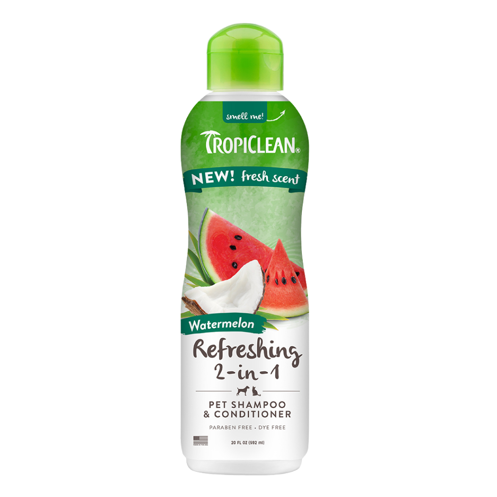 TropiClean Watermelon Refreshing 2-in-1 Shampoo and Conditioner for Dogs, 20oz image number null