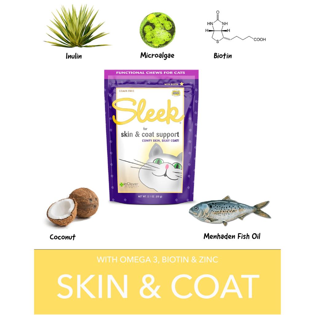 Inclover Sleek (Feline Skin & Coat) 60-count, 2.1 oz. bag image number null