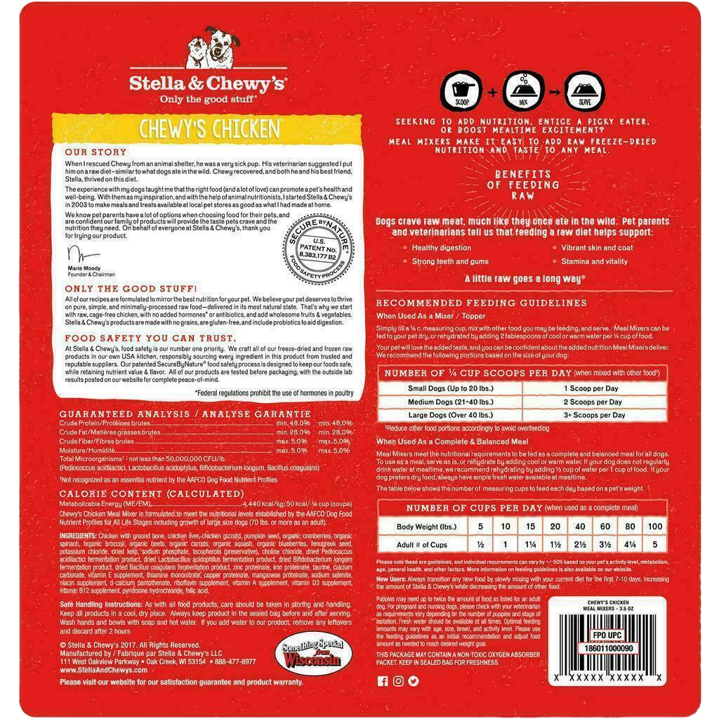 Stella & Chewy's Dog Freeze-Dried Raw, Chewy's Chicken Meal Mixers, 8-oz image number null