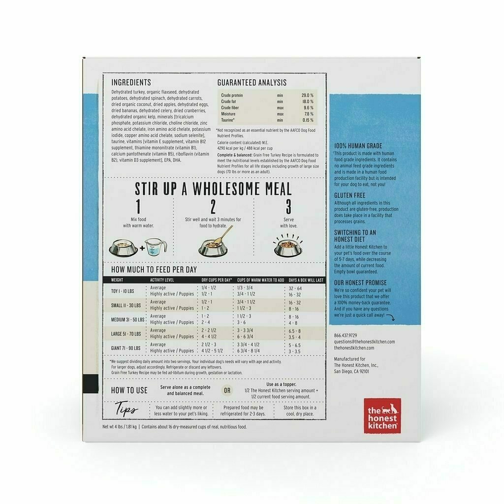 The Honest Kitchen Turkey Recipe Grain-Free Dehydrated Dog Food, 10-lb image number null