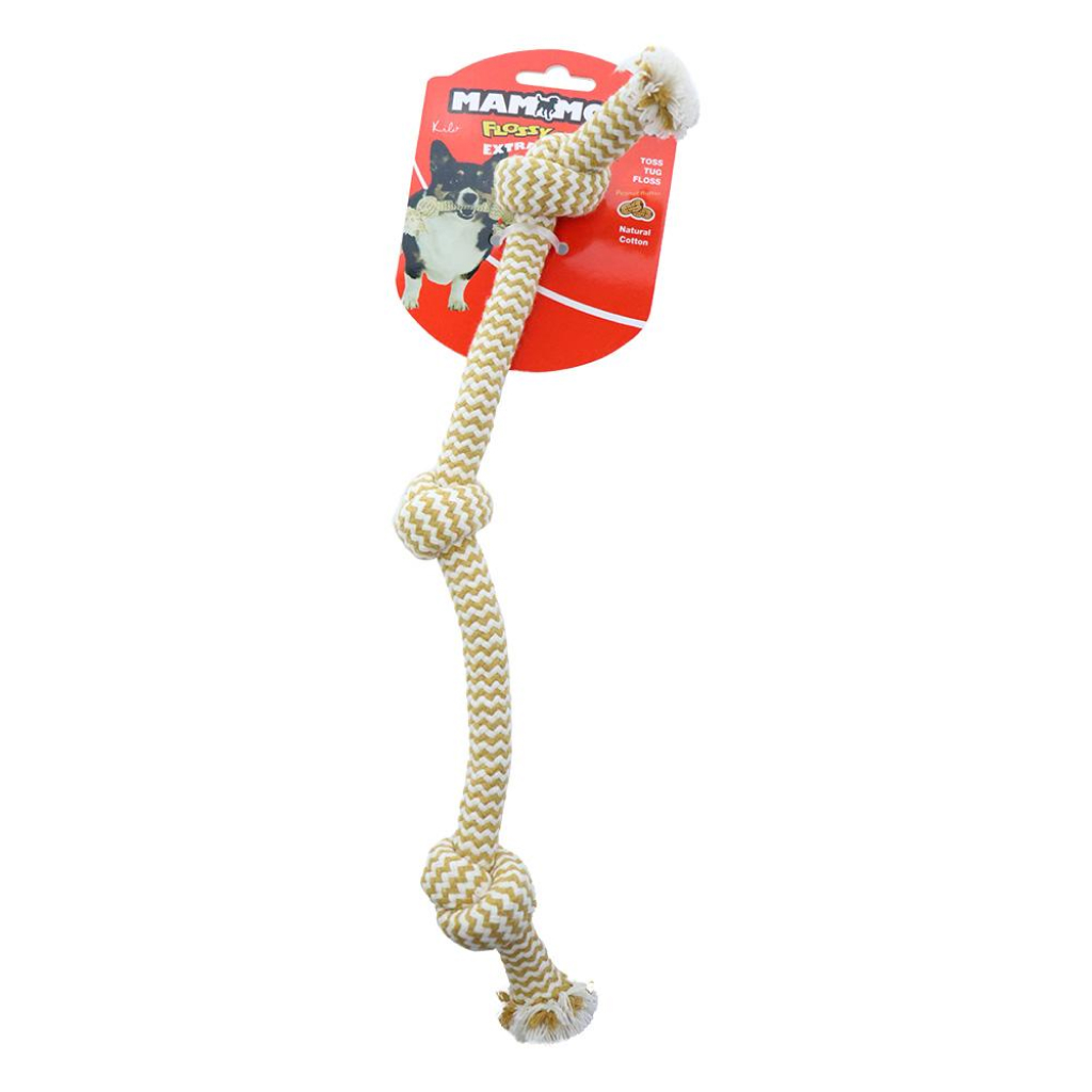 Mammoth Small Peanut Butter Scented 3-Knot Rope Dog Toy, 15-in image number null