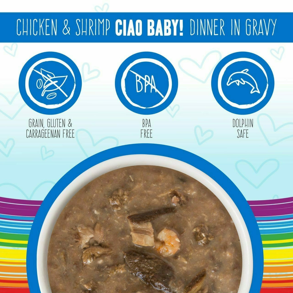 B.F.F. Omg - Best Feline Friend Oh My Gravy!, Ciao Baby! With Chicken & Shirmp In Gravy Cat Food By Weruva, 2.8-oz Pouch image number null