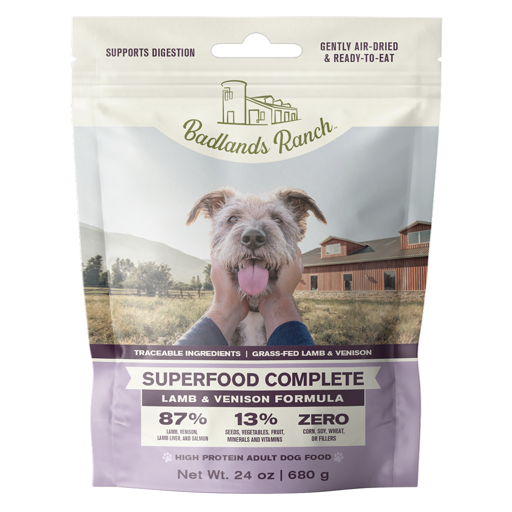 Badlands Ranch Air- Dried Grain- Free Superfood Complete Lamb & Venison, 24-oz image number null