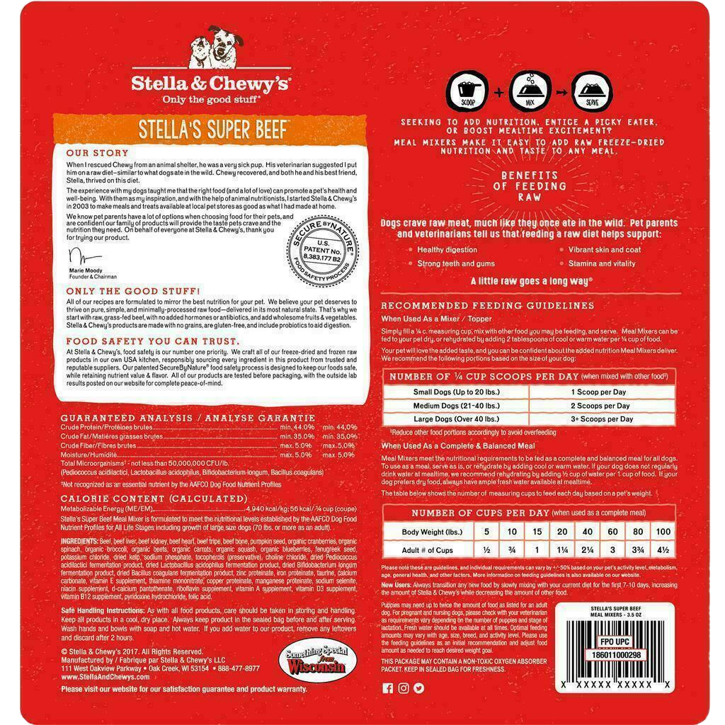 Stella & Chewy's Dog Freeze-Dried Raw, Super Beef Meal Mixers, 8-oz image number null