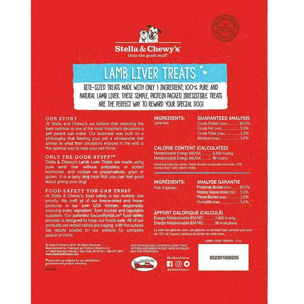 Stella & Chewy's Freeze-Dried Raw Lamb Liver Treats, 3-oz image number null