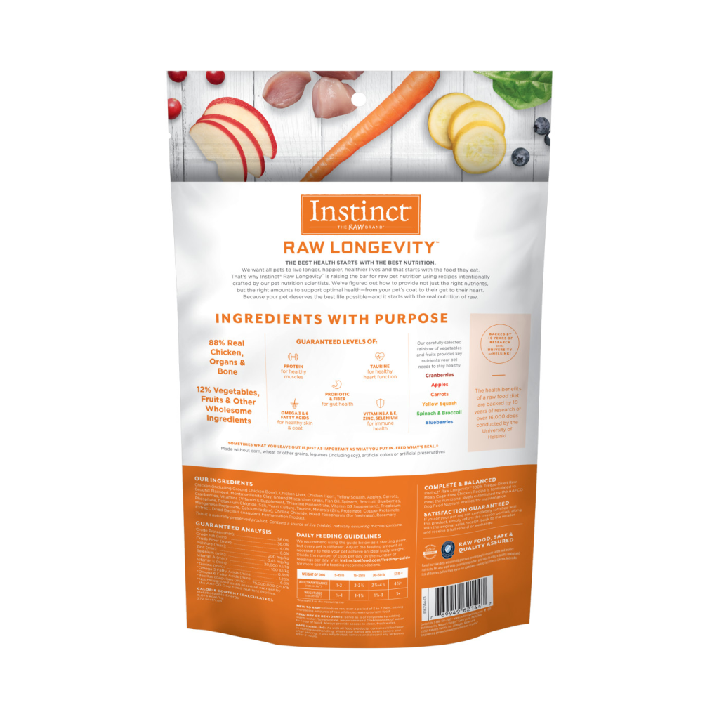 Instinct Freeze-Dried Raw Longevity Adult Chicken Bites Dog Food, 9.5-oz image number null