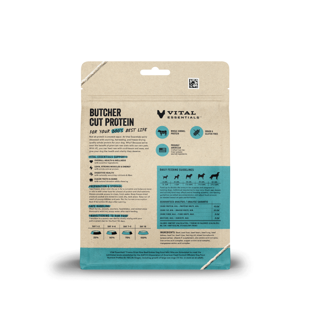 Vital Essentials Freeze-Dried Beef Mini-Nibs Dog Entree, 5.5-oz image number null