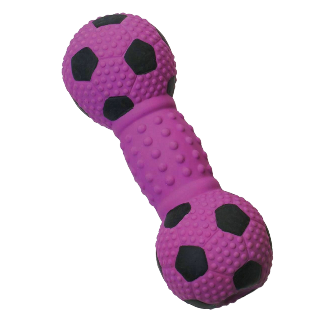 Latex Stuffed Soccerball Dumbell Dog Toy image number null