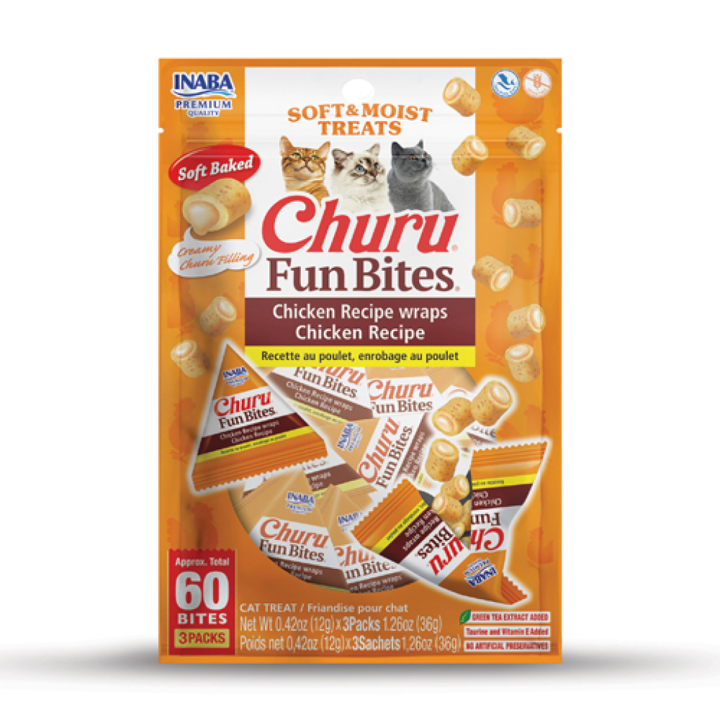Churu Fun Bites Chicken Recipe Chicken Wrapped Churu Filled Cat Treats Cat Treats, 3-pk image number null