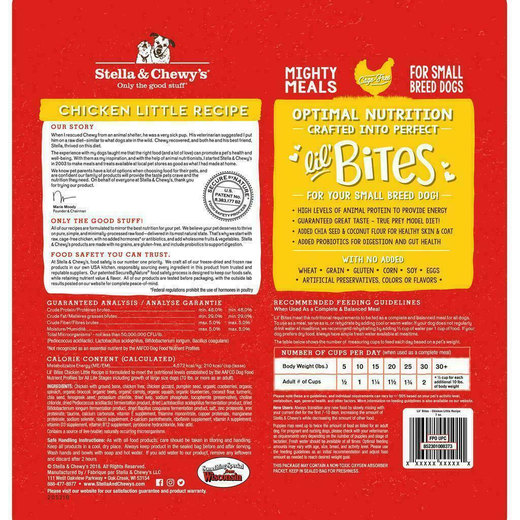 Stella & Chewy's Dog Freeze-Dried Raw, Lil' Bites For Small Breeds, Chicken Little Recipe, 7-oz image number null