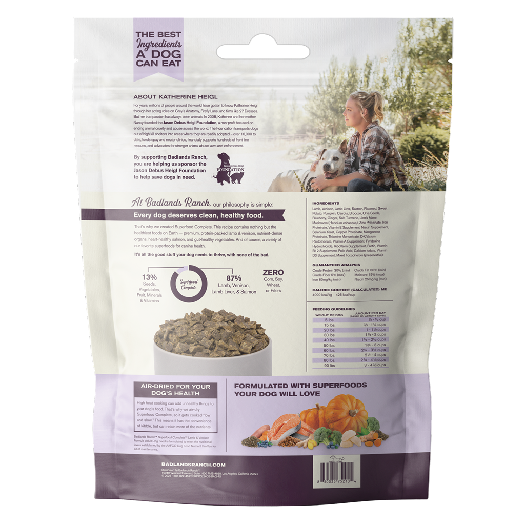 Badlands Ranch Air- Dried Grain- Free Superfood Complete Lamb & Venison, 24-oz image number null