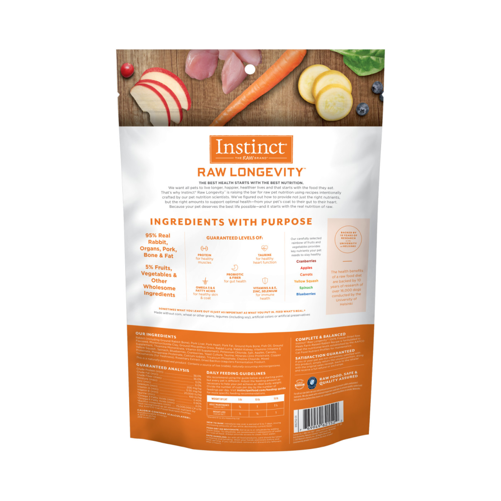 Instinct Freeze-Dried Raw Longevity Adult Rabbit Bites Cat Food , 9.5-oz image number null