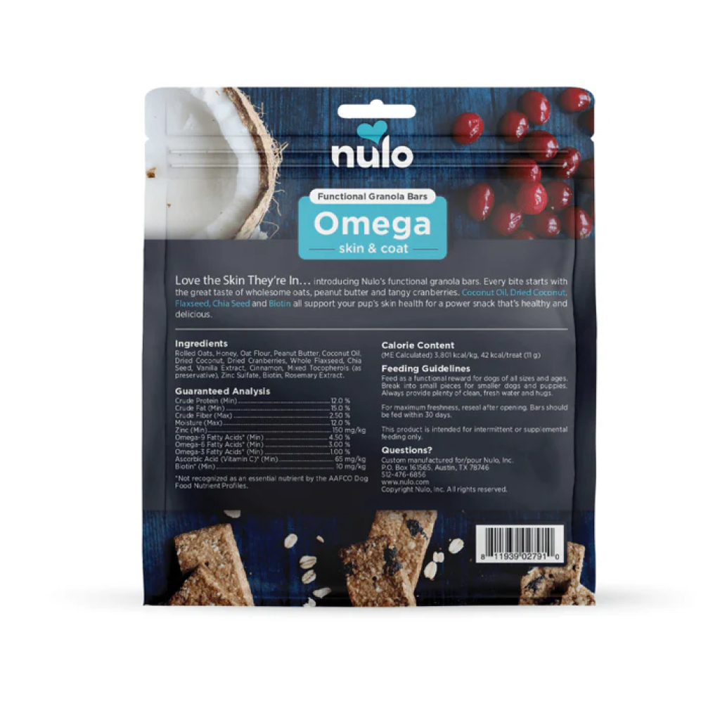 Nulo Omega Skin & Coat Functional Granola Bars Treats For Dogs, 10-oz image number null