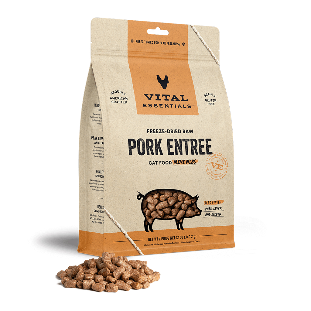 Vital Essentials Freeze-Dried Pork Mini-Nibs Cat Entree, 12-oz image number null