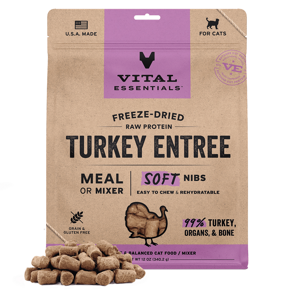 Vital Essentials Freeze-Dried Raw Turkey Entree & Mixer Cat Food Soft Nibs, 12-oz image number null