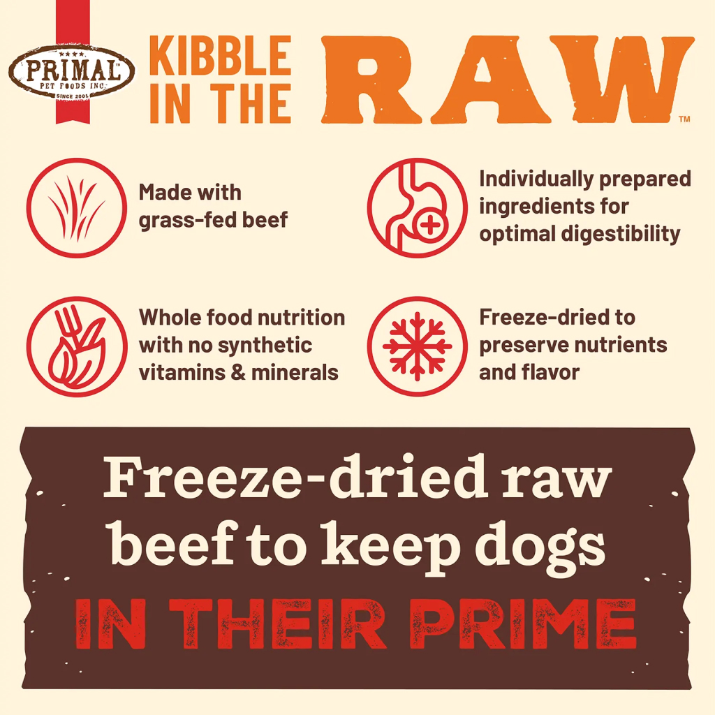 Primal Canine Beef Recipe Kibble in the Raw, 9-lb image number null