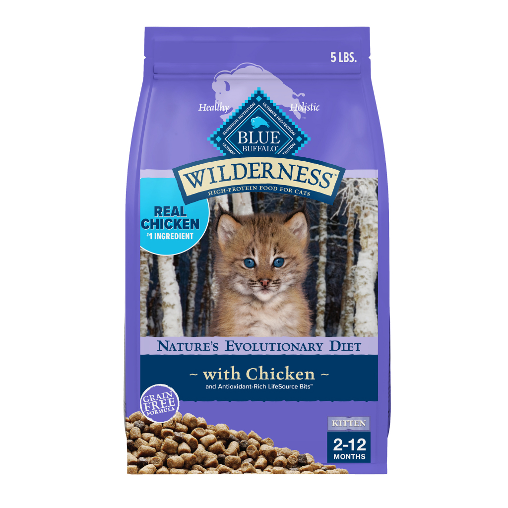 Blue Buffalo Wilderness High-Protein and Grain-Free Natural Chicken with DHA and ARA Kitten Dry Cat Food, 5-lb image number null