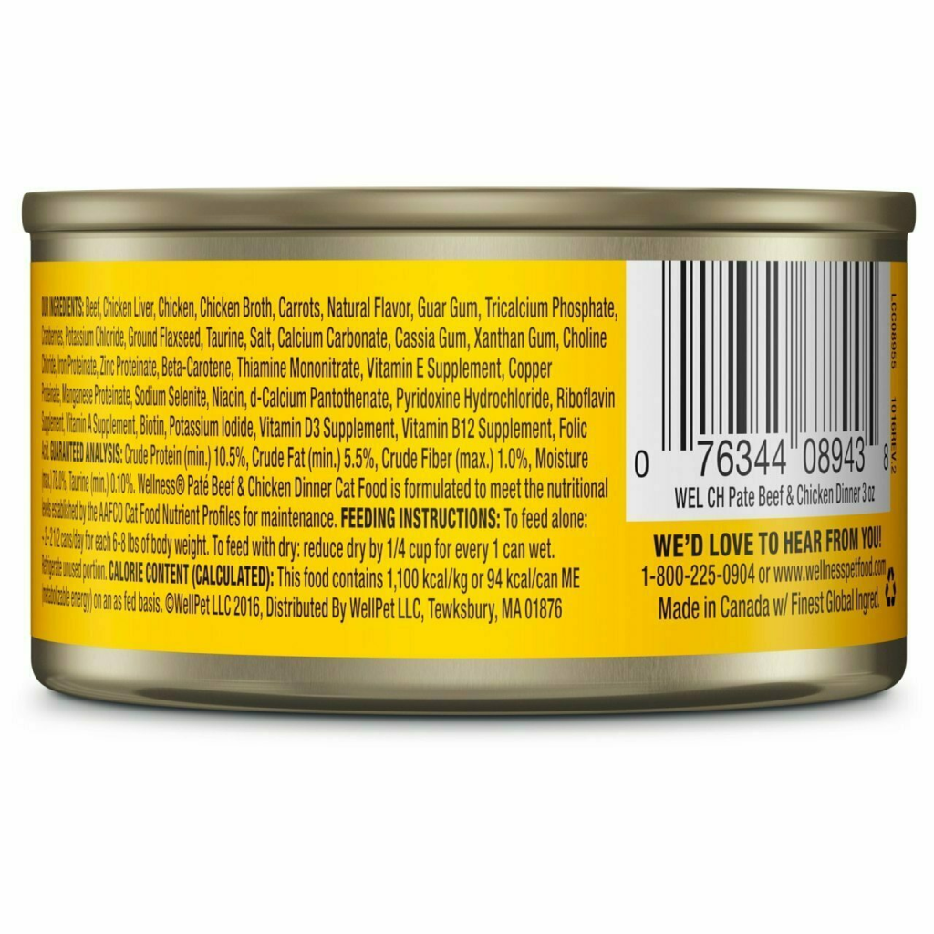 Wellness Complete Health Natural Grain Free Wet Canned Cat Food, Beef & Chicken image number null