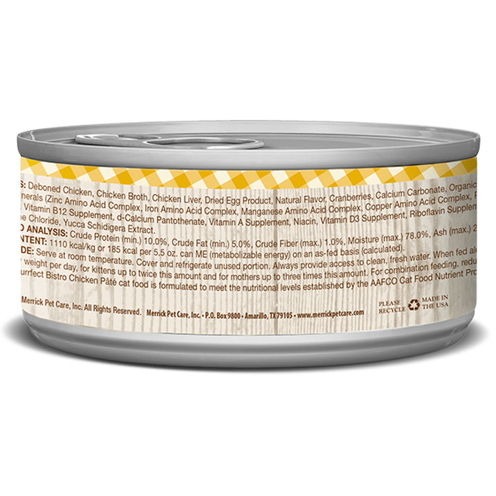 Buy Merrick Purrfect Bistro Grain Free Chicken Pate 5.5 oz Can for USD 2.99 CentinelaFeed